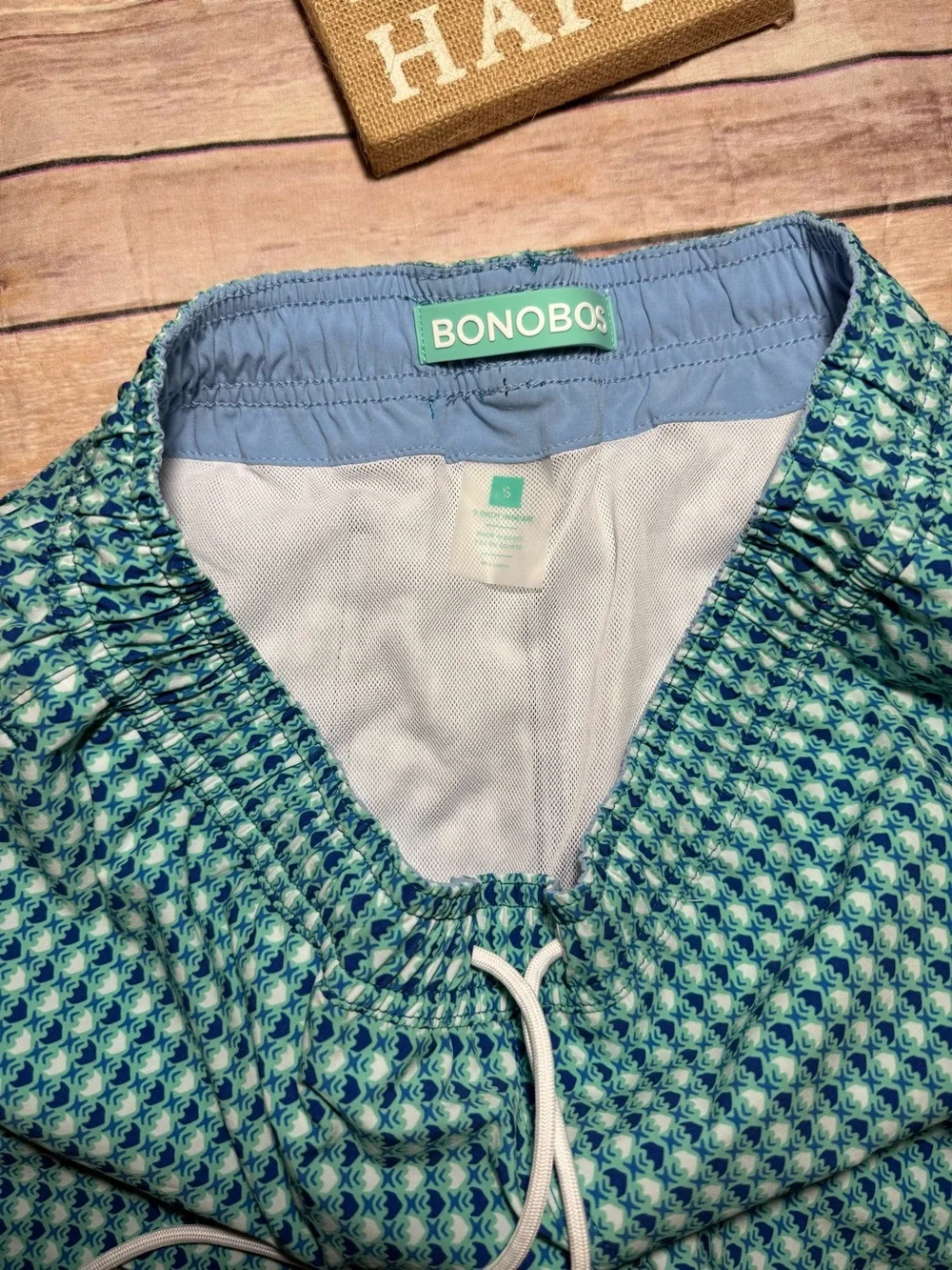 Bonobos Teal and Navy Geometric Swim Trunks Size Small 5in Inseam